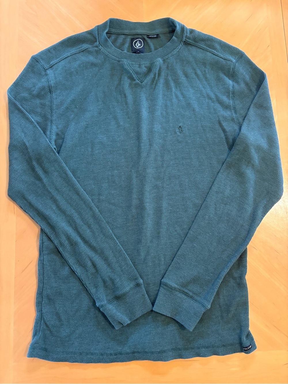 Volcom Men's Ribbed Thermal Crew in Teal Green